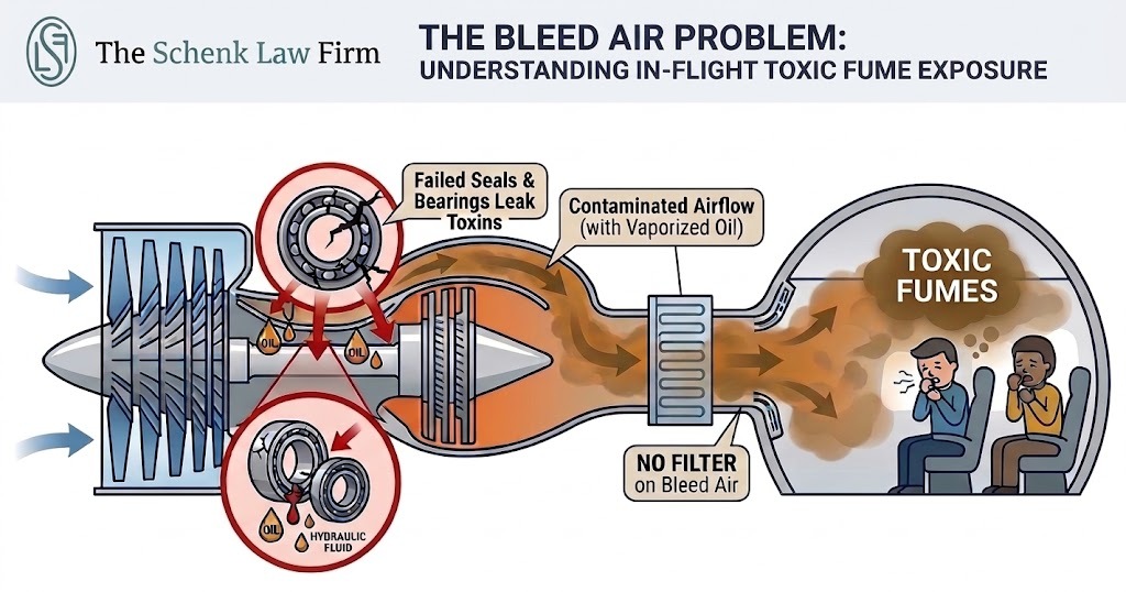 Infographic of how bleed air problem works with engine