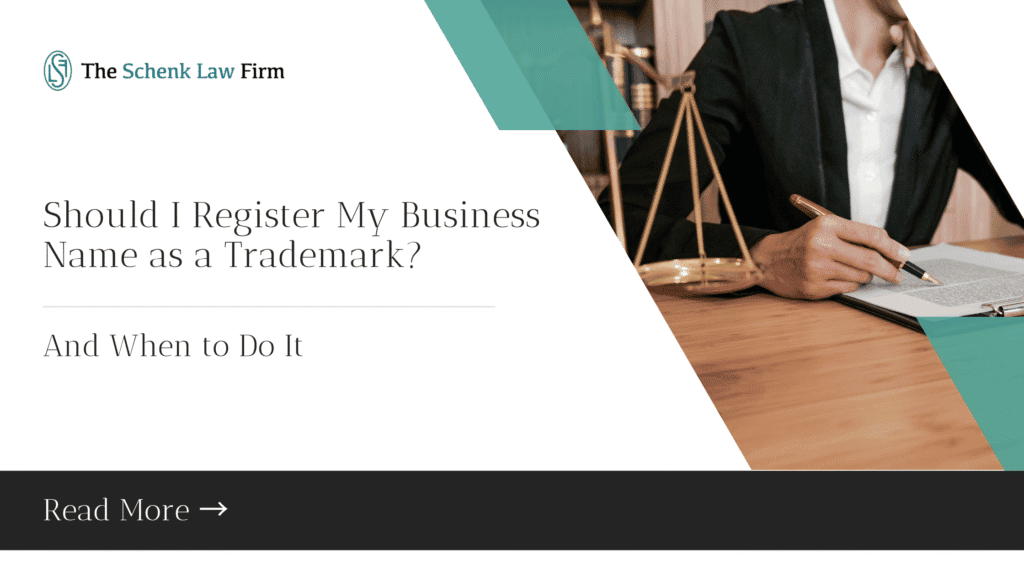 Image of someone signing a trademark